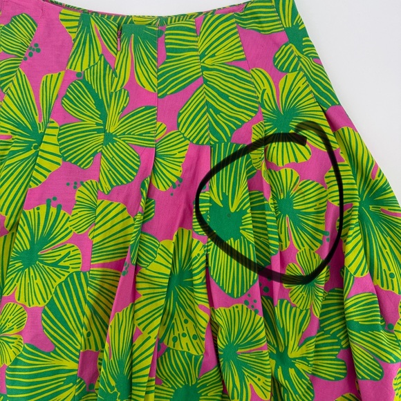 LILLY PULITZER Ingrid Vtg White Label Floral Pleated Skirt Eyelet Hem Size 8 - Picture 8 of 11